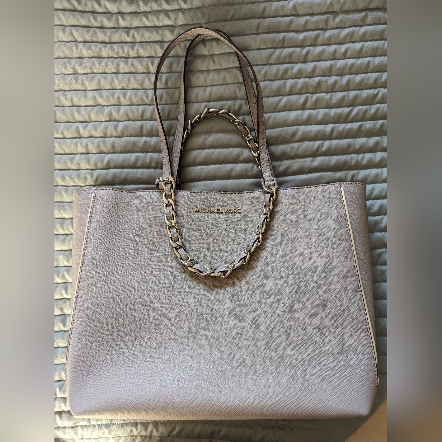 Michael Kors Grey And Silver Tote Bag